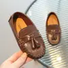 Mocasines casuales de estilo coreano para niños con suela blanda y suela de goma, zapatos para caminar de bebé, zapatos de piel para niños y niñas, venta al por mayor de zapatos para niños