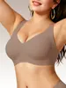 Estilo europeo y americano, transfronterizo, soporte suave, sin varillas, cómodo y moldeador para mujeres con busto grande.; sujetador sin costuras, talla grande