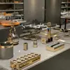 Nuevo Mesa de Sala Privada KTV Vajilla Acero Inoxidable Lujo Oro Cepillado Gris Plato de Frutas Base Caja de Pañuelos