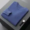 Suéter Masculino de Gola Redonda em Cashmere Puro, Novo Suéter de Lã Outono/Inverno, Camisa Básica Versátil Espessa para Homens Jovens e de Meia-Idade, Moderno