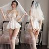 Traje de novia sexy, uniforme de pasión, vestido de novia de encaje puro y dulce, traje de princesa sexy transparente, traje con velo