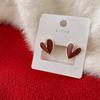 Agulha de prata Retro Red Bow Brincos Longo Borla Moda Ear Studs Nicho Design Brincos de Ano Novo para Mulheres