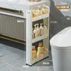 Estante Angosto de 10 cm para Almacenamiento Detrás de la Puerta del Baño, Gabinete para Espacio del Inodoro, Carrito Pequeño de Pie, Estante para Grietas del Baño, Solución de Almacenamiento