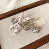 Presilha de Cabelo Preta com Bolinhas e Laço de Strass para Mulheres, Grampo de Cabelo Novo Estilo para Franja, Acessório de Cabelo Lateral Estilo Coreano