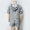 Conjunto de Shorts de Verano Nuevo Color Sólido con Cremallera, Capucha y Cintura Elástica con Cordón para Comercio Exterior Europeo y Americano Pg3701