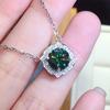 Colgante de Diamante Mosan Azul y Verde de Simulación de 2 quilates Ocho Corazones y Ocho Flechas Chapado en PT950 Collar de Temperamento Femenino Cadena Clavicular