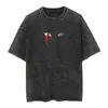 Camiseta Oversize Lavada de Corte Holgado con Dibujos Animados Clásicos Japoneses