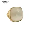 WT-R517 Anillo Abierto Cuadrilátero Vintage Clásico de Piedra Natural de Colores Chapado en Oro de 18k para Joyería de Hombres y Mujeres