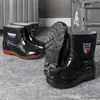 Botas de Chuva Curtas Masculinas, Sapatos Impermeáveis de Cano Médio e Alto, Antiderrapantes, Impermeáveis, Espessados, Resistentes ao Desgaste, Sapatos de Borracha Slip-On de Corte Baixo