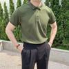 2023 Nueva camiseta ligera de manga corta con solapa de negocios para hombre, polo informal fino de verano ajustado y combinable con todo, de moda
