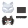 Halloween Novo DIY Máscara de Polpa de Papel Branca Animal Raposa Gato Máscara Infantil Feita à Mão Graffiti Meio Rosto