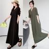 Foto real em estoque nova primavera e verão 2025/moda executiva temperamento saia feminina verão plus size zíper gola V vestido
