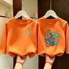 Roupa infantil para meninos, camiseta de manga comprida de outono, novo estilo primavera e outono 2026, top de algodão puro para base, moderno