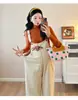 Pantalones para Mujeres Embarazadas 2024 Otoño e Invierno Nuevo Estilo Coreano Simple Sueltos Ajustables Overol de Pana Camisa Base de Cuello Alto