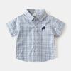 Camisa infantil de manga curta atacado 2025 verão novos meninos camisa xadrez bordada casaco de bebê uma geração de cabelo
