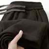 Pantalones de chándal de pana para hombre Otoño Invierno Forro polar Gruesos Cálidos Caída Pierna recta Casual Sueltos Pierna ancha Pantalones largos