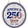 2026 Dia da Independência Americana Patriótico Placa de Porta de Madeira Decoração Pendurada Tema Bandeira Estrelada e Listrada Decoração de Casa Placa Atmosfera Festiva