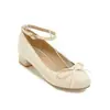 Zapatos de mujer de talla grande para comercio exterior con hebilla y lazo, talla 40-45, zapatos de mujer de tacón bajo F-97 blanco