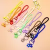 Lanyard para Teléfono de Flor de Goma Macaron, Llavero de Flor Pequeña con Cascabel, Colgante para Bolso Tejido, Accesorios Pequeños Hechos a Mano para DIY