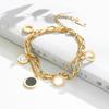 Pulsera de acero de titanio de doble capa con concha blanca y negra con números romanos para mujer, joyería popular hecha a mano, nueva llegada, accesorios para pulsera, joyería
