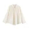Roupas Femininas 2026 Verão Novo Estilo Europeu e Americano Fashionável Textura Macia Gola Lapela Camisa de Manga Longa Calça de Pernas Largas Conjunto de Duas Peças