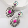 Moda Nuevos Pendientes de Gota de Agua Cruzados Turquesa Incrustados de Diamantes Estilo Occidental Pendientes Retro Creativos Distintivos Exagerados para Mujer