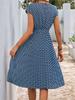 Bai Fen Zhi Yi2025 Novo Vestido Simples Estilo Europeu e Americano Cruzamento Manga Curta Estampa Geométrica Gola Redonda