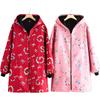 Moda Inverno Roupa Anti-incrustante Quente Manga Comprida Forrada com Lã Macacão Avental Feminino Doméstico Cozinha Casaco Espessado Roupa de Trabalho