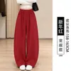 Pantalones marrones de pierna ancha para mujer, nuevo estilo otoño 2026, talla grande, corte holgado, efecto adelgazante, pantalones de sicomoro, pantalones deportivos tipo plátano