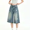 Efecto de caída único que alarga las piernas, tiro alto, cómodos, elegantes, corte ajustado, realzan la altura, disimulan las caderas, shorts de mezclilla versátiles