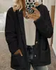Moda Europea y Americana 2025 Sitio Independiente de Amazon Chaqueta Cardigan Holgada con Capucha Peluda de Punto con Botones y Bolsillo con Solapa Pantalones