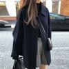 Nuevo Estilo Otoño e Invierno 2026 Estilo Francés Retro Solapa de Pico de Botón Único Abrigo de Lana de Longitud Media para Mujer