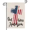 Popular Bandera de Jardín del Día de la Independencia de Amazon Perro Estrella Estampado Material de Lino Bandera Decorativa Americana para Exteriores
