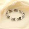 Joyería de Pulsera de Cuentas Redondas de Cristal Blanco Transfronteriza Europea y Americana Ojo de Gato Pulsera Hecha a Mano con Cuentas de Piedra Moda de Amistad para Niñas Pulsera Versátil