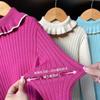 [en stock] suéter base de niña de alta calidad nuevo estilo cuello puños con volantes suéter infantil