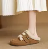 Birkenstock Zapatillas sin cordones New Plush 2026 Zapatillas Perezosas para Mujer con Doble Hebilla Punta Cerrada Medias Zapatillas Suela Gruesa Antideslizante Retro