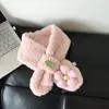 Cachecol Infantil Outono e Inverno Cachecol Quente de Pelúcia Estilo Coreano Moda Menina Protetor de Pescoço Bebê Fofo Super Fofo Flor Tendência