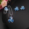 Juego de Joyería de Circonita de Trébol, Juego de Tres Piezas con Temática de Amor, Anillo, Pendientes, Combinación de Collar, Joyería para Manos, Juego de Joyería de Novia