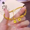 Pulsera de calabaza mariposa oro antiguo de alto color láser tienda de oro con joyería flash nicho lujo cuatro hojas