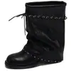 Botas tachonadas de moda, nuevo estilo con cordón en el tobillo, tacón grueso, cómodas y versátiles, acabado similar al cuero para mujer, diseño elegante, primavera/otoño 2026
