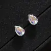 Pendientes de Acero de Titanio con Cristales de Colores de Moda Transfronterizos, de Cinco Garras, Forma de Gota de Agua, Tornillo, para Agujeros de Oreja, Hombres y Mujeres, Pendientes Sencillos con Personalidad