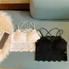 Camisola de encaje con hermoso diseño en la espalda para mujer, pura y sexy, adecuada para usar como prenda exterior o interior, con copas incorporadas, talla grande, fina y transpirable para el verano