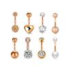 Amazon acero inoxidable redondo pastel circonita uña acrílico perla anillo para ombligo traje de 8 piezas joyería para piercing corporal