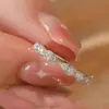 Anillo de Aleación de Seis Garras con Diamante Simulado para Mujer, Anillo Abierto de Boda de Propuesta de Circonita de Estilo Simple y Moderno para Pareja, Venta al por Mayor Anillo de Boda