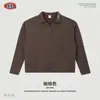 Ropa de Hombre BE Otoño Retro Americano de Moda Marca Caja Waffle Copo de Nieve Bordado Cuello de Gaviota Manga Larga Top para Hombre