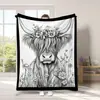 Decoração de Casa Estampa Animal Highland Casual Manta de Flanela de Vaca Manta de Lançar Transfronteiriça Mais Vendida Grafite