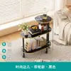 Mesa auxiliar de sofá de madera maciza con ruedas, mesa de centro con carrito móvil, mueble auxiliar de mármol con placa de roca para sala de estar, mueble para té