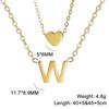 Collar de acero inoxidable de doble capa con cadena de corazón dorado, estilo sencillo y moderno, para mujer.