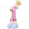 Nuevo traje de columna de globos digitales con degradado de globos de látex macaron decoración de fiesta de cumpleaños de bebé