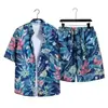 Camisa de Flores de Playa para Hombre Hawaiana de Manga Corta Holgada Verano Delgada Moderna Casual Traje de Hombre Camisa de Dos Piezas